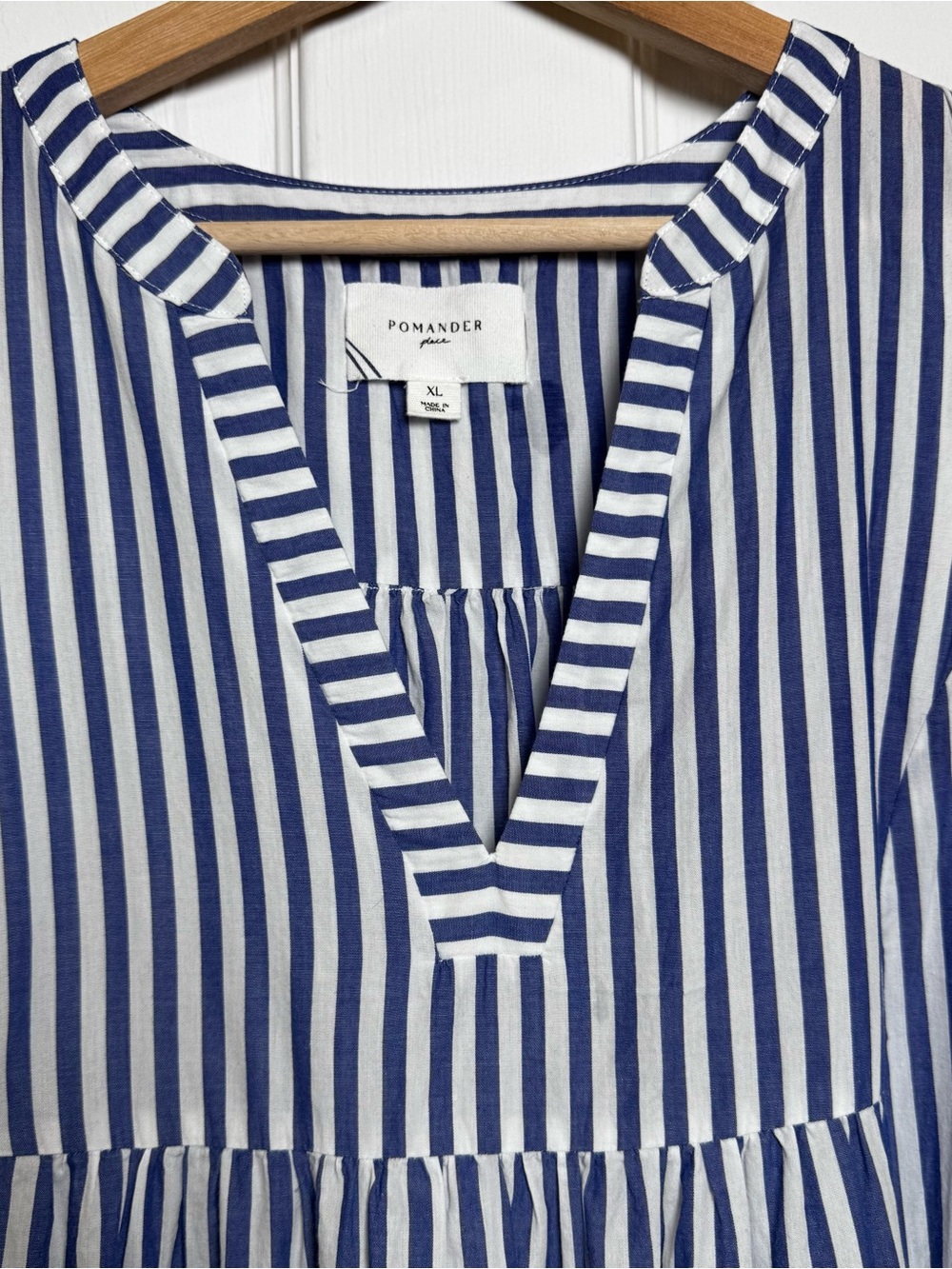 Pomander Place Tuckernuck XL Blue White Stripe Tiered Mini Dress Coastal Coverup - Picture 5 of 10